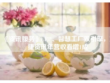 《資訊服務(wù)》ERP、智慧工廠雙引擎，東捷資訊年營收看增1成