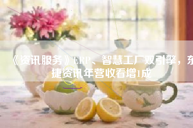 《資訊服務(wù)》ERP、智慧工廠雙引擎，東捷資訊年?duì)I收看增1成
